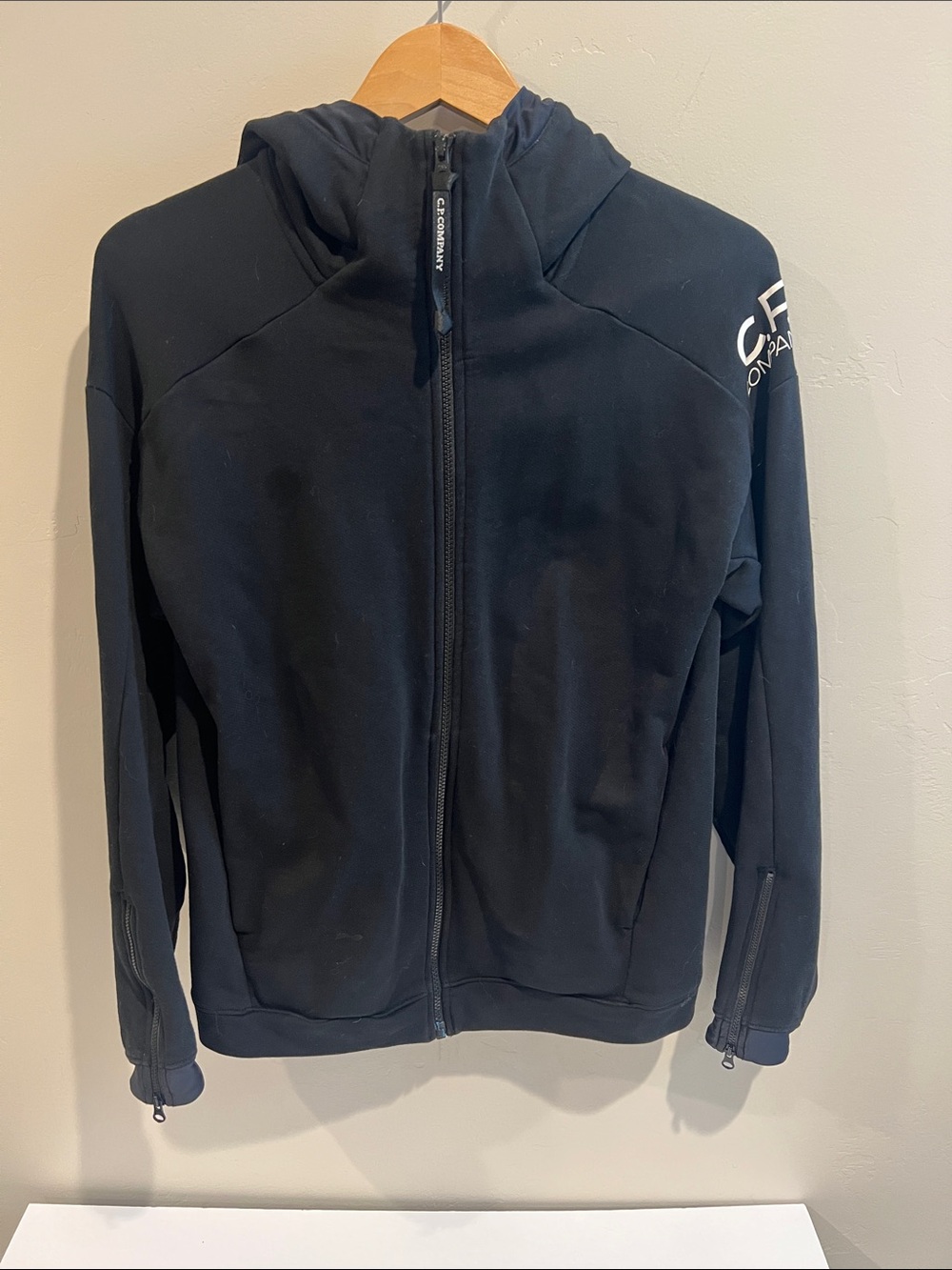C.P. Company Black Zip-Up Hooded Sweatshirt